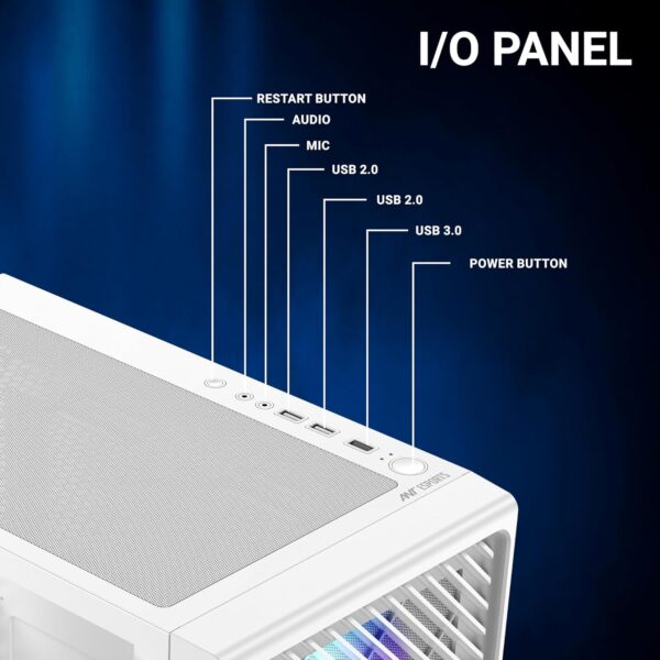 Ant Esports 211 Air Mid-Tower Computer Case I Gaming Cabinet - White | Support ATX, M-ATX, ITX | Pre-Installed 3 x 120mm ARGB Front Fan & 1 x 120mm ARGB Rear Fan
