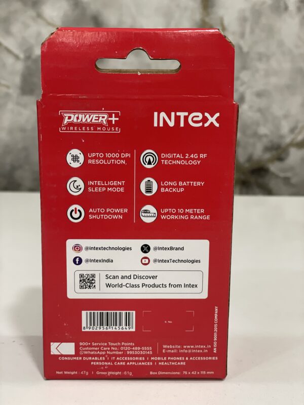 Intex Power+ Wireless Optical Mouse  (2.4GHz Wireless, Black)