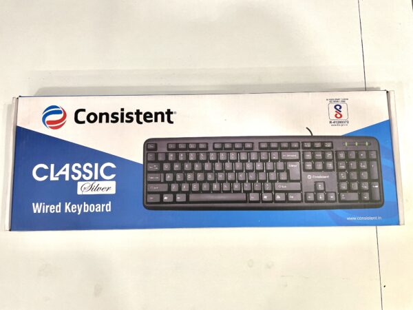 Consistent Classic Silver Wired Keyboard (SK101) USB, Spill-Resistant, Full-Size (Black)