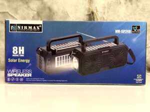 NIRMAX NM-SP248 Solar Energy Wireless Speaker with 10W High-Power Output, Bass Boost, LED Flashlight, and 8H Music Time