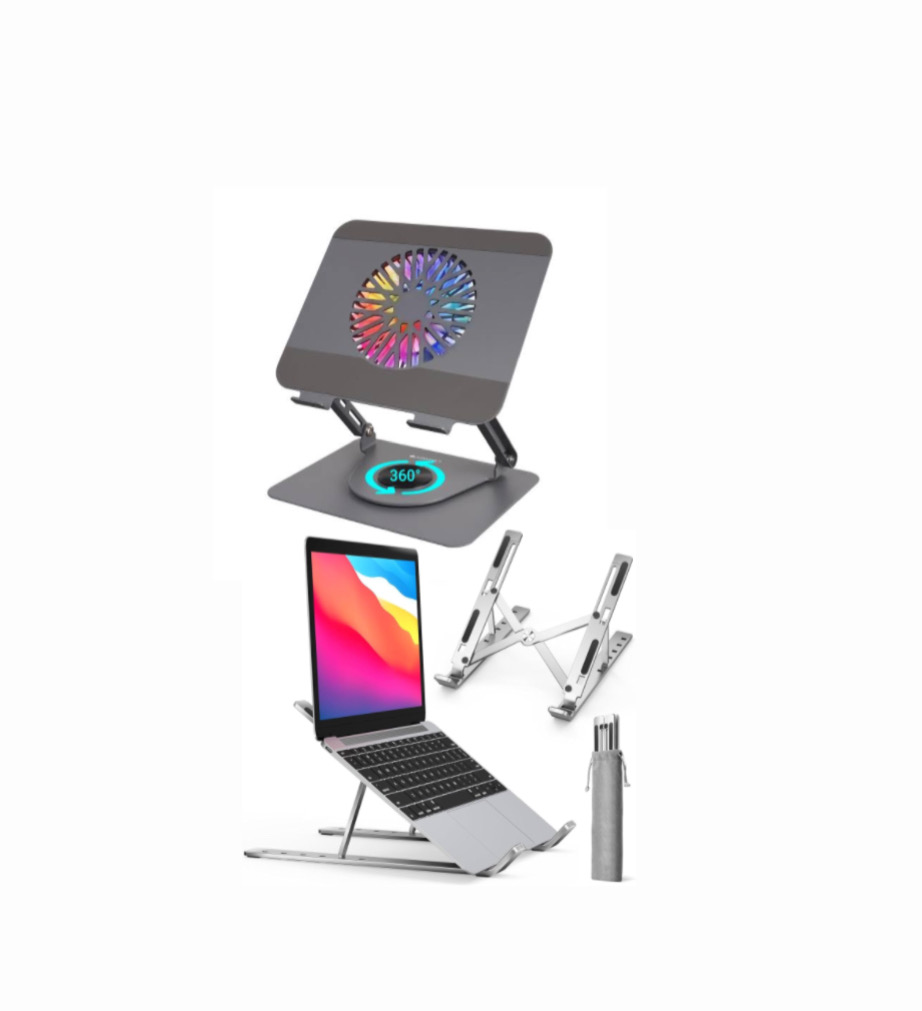 IMG_5020 Aluminium Alloy Laptop Stand , Compatible with 9-15.6 inch Laptops, 7 Angles Adjustable Tabletop, Anti Slip Silicon Rubber Pads, Foldable,