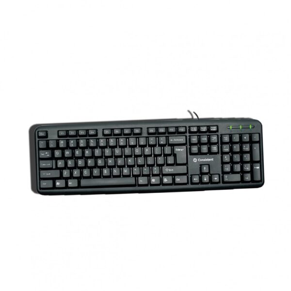 Consistent Classic Silver Wired Keyboard (SK101) USB, Spill-Resistant, Full-Size (Black)