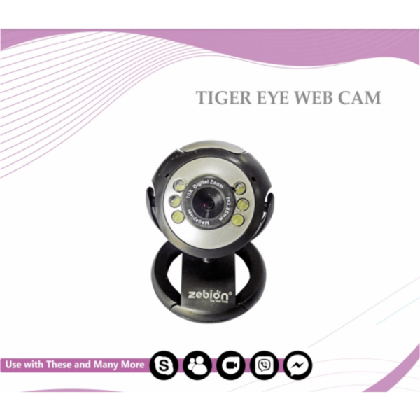 zebion Webcam Tigers Eye 20 HD Webcam with Built-In Microphone with Night Vision USB Connectivity  (Black & Silver)