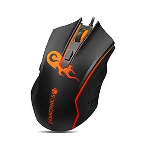 ww ZEBRONICS Zeb-Clash - Premium USB Gaming Mouse with 6 Buttons, High Resolution Gaming Sensor 3600 DPI, Mulitcolor LED