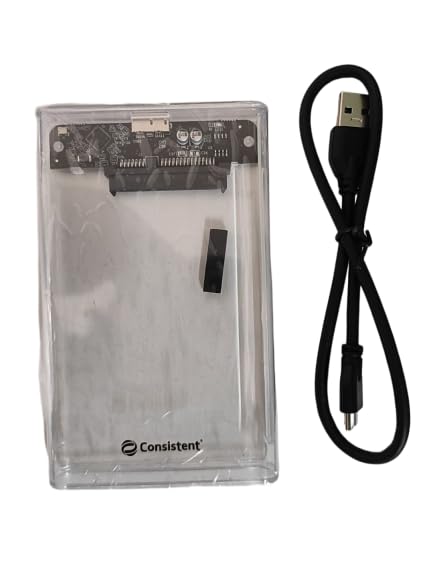 Consistent 2.5ich SATA HDD/ SSD Enclosure 3.0 Transparent Enclosure, Portable External Hard Disk Enclosure 7 MM and 9.5 MM Tool Free , Supports.