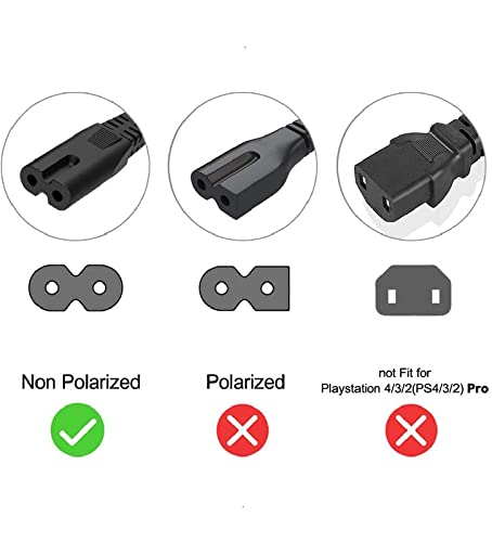 Version 1.0.0 TECH-X 5.9 Feet 2-pin Universal Replacement AC Power Cord Cable Wire for LED TV, Play Station,Printer,Laptop PC Notebook Computer, Tape Recorder, Camera