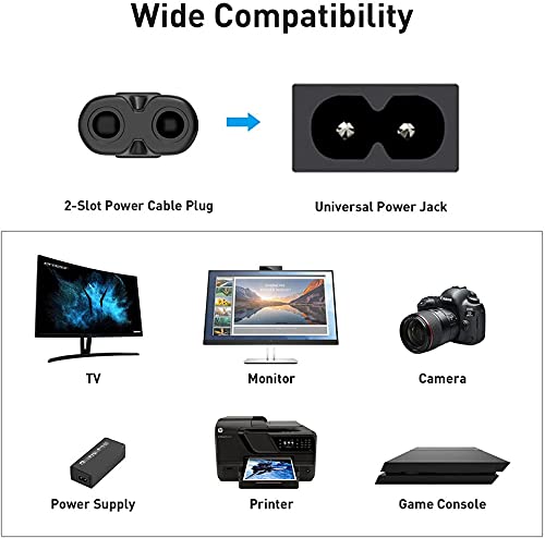 Version 1.0.0 TECH-X 5.9 Feet 2-pin Universal Replacement AC Power Cord Cable Wire for LED TV, Play Station,Printer,Laptop PC Notebook Computer, Tape Recorder, Camera