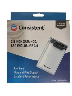 Consistent 2.5ich SATA HDD/ SSD Enclosure 3.0 Transparent Enclosure, Portable External Hard Disk Enclosure 7 MM and 9.5 MM Tool Free , Supports.