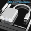 Version 1.0.0 USB-C to VGA Adapter, USB 3.1 Type C (Thunderbolt 3) to VGA Converter Compatible with MacBook Pro, New MacBook, MacBook Air 2018, Dell XPS 13/15, Surface..