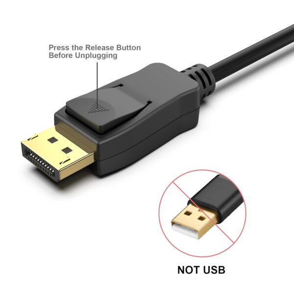DP(DisplayPort) to HDMI Adapter, Display Port Male to HDMI Male Gold-Plated Cord 6 feet Black Cable
