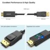 DP(DisplayPort) to HDMI Adapter, Display Port Male to HDMI Male Gold-Plated Cord 6 feet Black Cable