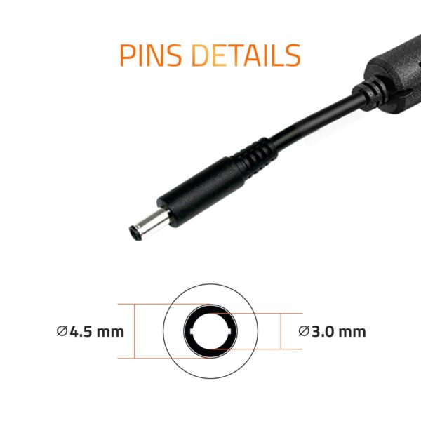 Artis AR0501 65Watt Laptop Charger/Adapter with Power Cord Compatible with Dell Laptops (19.5V/3.34A,
