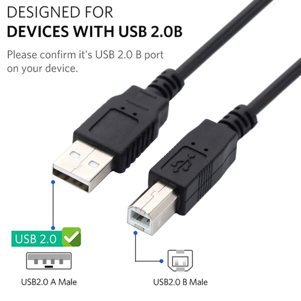 JIGYAS USB 2.0 High Speed Printer Scanner Cable A Male to B Male for HP, Canon, etc (1.5 Meter)(Black)