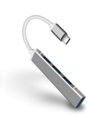 USB-C Hub 4-in-1, Ultra Slim Aluminium Type-C Adapter with 4 USB 3.0 Ports, Silver