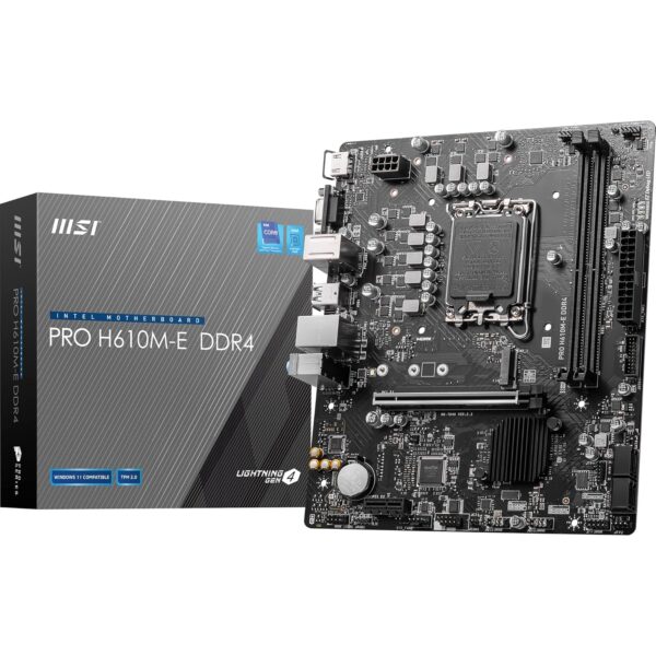 MSI PRO H610M-E DDR4 Motherboard, Micro-ATX - Supports 14th/13th/12th Gen Intel Core Processors