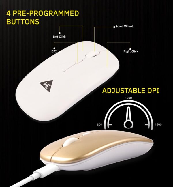 WE Protouch Rechargeable Mouse with Dual Connectivity-Bluetooth 5.2 and Wireless 2.4ghz Up to 1200 Adjustable Dpi, Ergonomic Design Best for Pc/mac/Laptop...