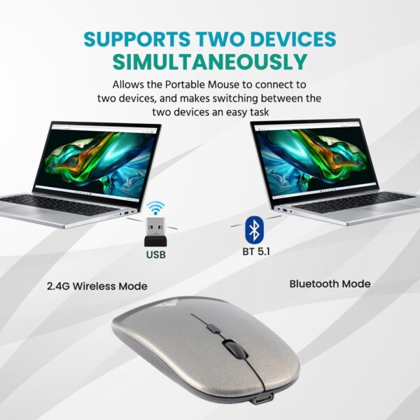 WE Protouch Rechargeable Mouse with Dual Connectivity-Bluetooth 5.2 and Wireless 2.4ghz Up to 1200 Adjustable Dpi, Ergonomic Design Best for Pc/mac/Laptop...