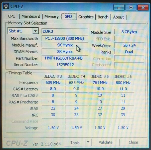 Hynix 4Gb Ddr3 Pc3-10600 1333Mhz Cl9 1.5V -Pin Hmt351U6Cfr8C-H9 Unbuffered Desktop Memory Ram