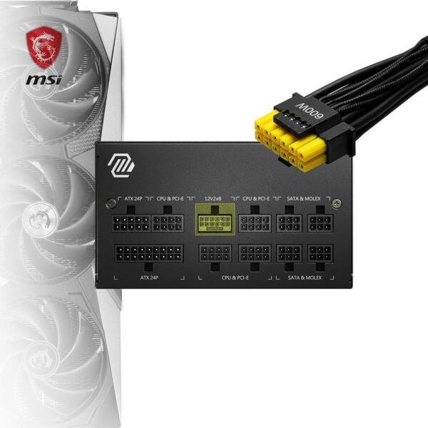 MSI MAG A850GL PCIE5 Power Supply Unit, 850W, 80 Plus Gold, Fully Modular, ATX 3.0, PCIe 5.0 GPU Support, 120mm FDB Fan, Full-Bridge LLC