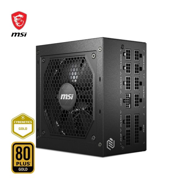 MSI MAG A850GL PCIE5 Power Supply Unit, 850W, 80 Plus Gold, Fully Modular, ATX 3.0, PCIe 5.0 GPU Support, 120mm FDB Fan, Full-Bridge LLC