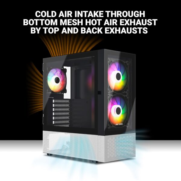 81EaJ1FkpjL._SL1500_ Ant Esports Pepper 5F Mid-Tower Dual Color Computer Case/Gaming Cabinet - Black/White | Support ATX, Micro-ATX, Mini-ITX | Pre-Installed 5 ARGB Fans